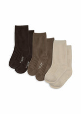 Accessories | Kids Konges Sløjd 3 PACK RIB SOCKS Sand/hazel/shitake