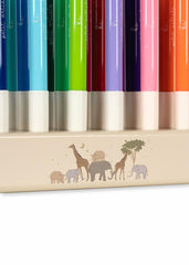 Creative & Games | Kids Konges Sløjd MARKERS IN WOODEN BLOCK 24 PCS FSC Safari