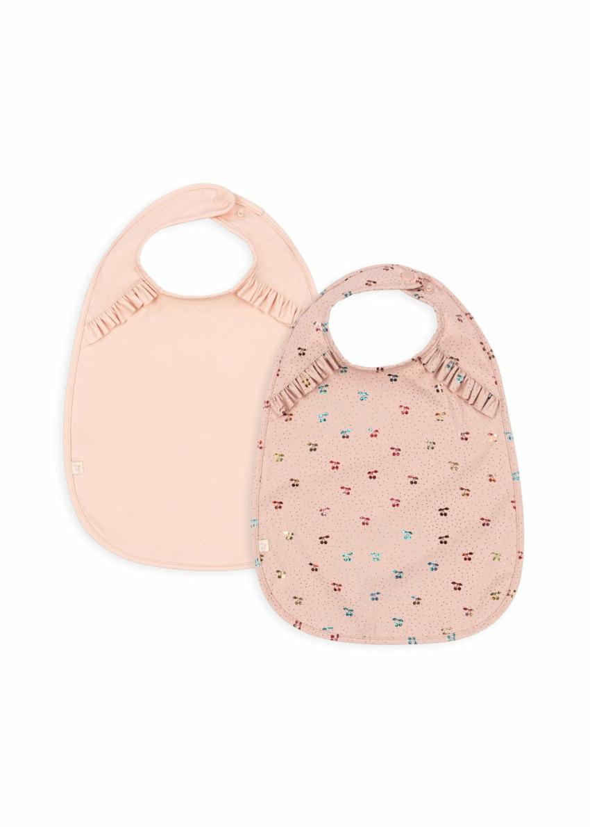 Dinner Time | Kids Konges Sløjd 2 PACK DINNER BIB WITH FRILL Fairy Cherry/cameo Rose