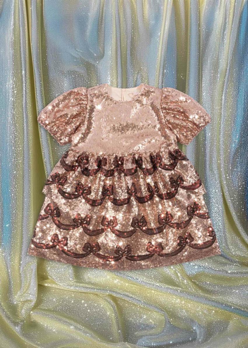 Dresses | Kids Konges Sløjd STARLA BOW WOW DRESS Gold Blush