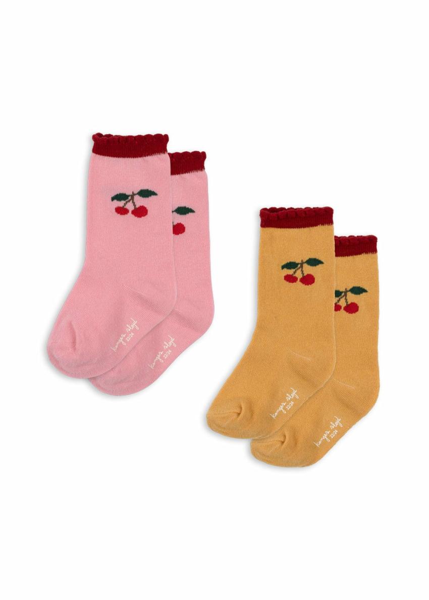 Accessories | Kids Konges Sløjd 2 PACK JAQUARD FRILL SOCKS Cherry