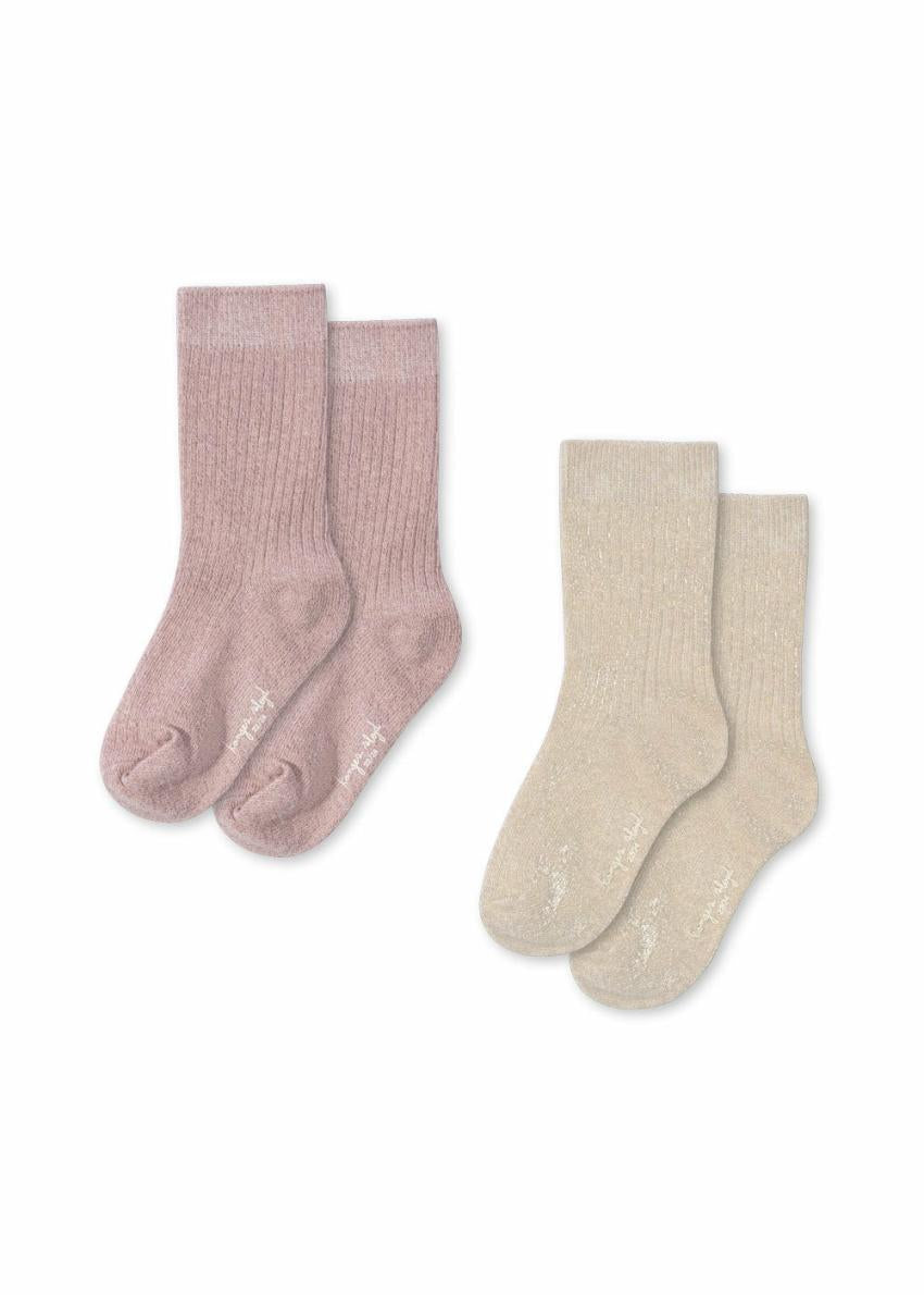 Accessories | Kids Konges Sløjd 2 PACK RIB GLITTER SOCKS Rose/off White