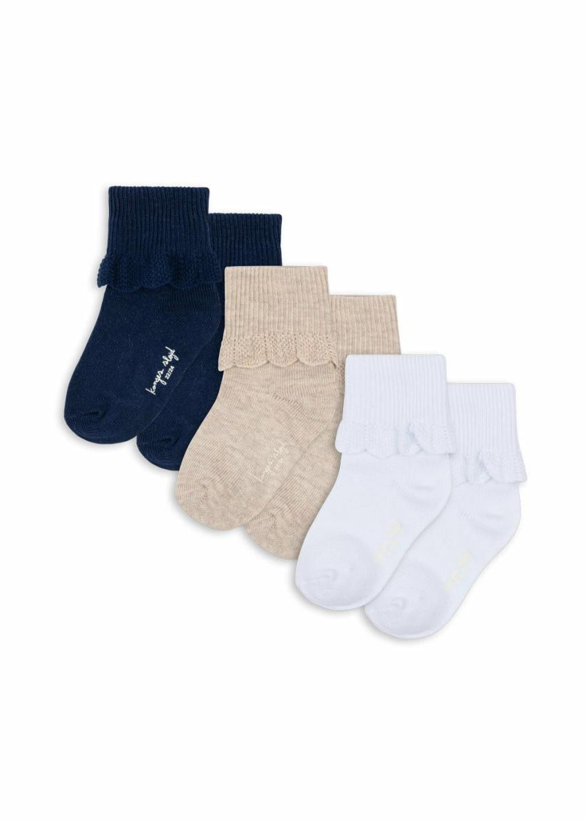 Accessories | Kids Konges Sløjd 3 PACK FRILL SOCKS White/navy/beige