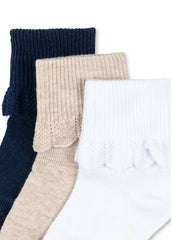 Accessories | Kids Konges Sløjd 3 PACK FRILL SOCKS White/navy/beige
