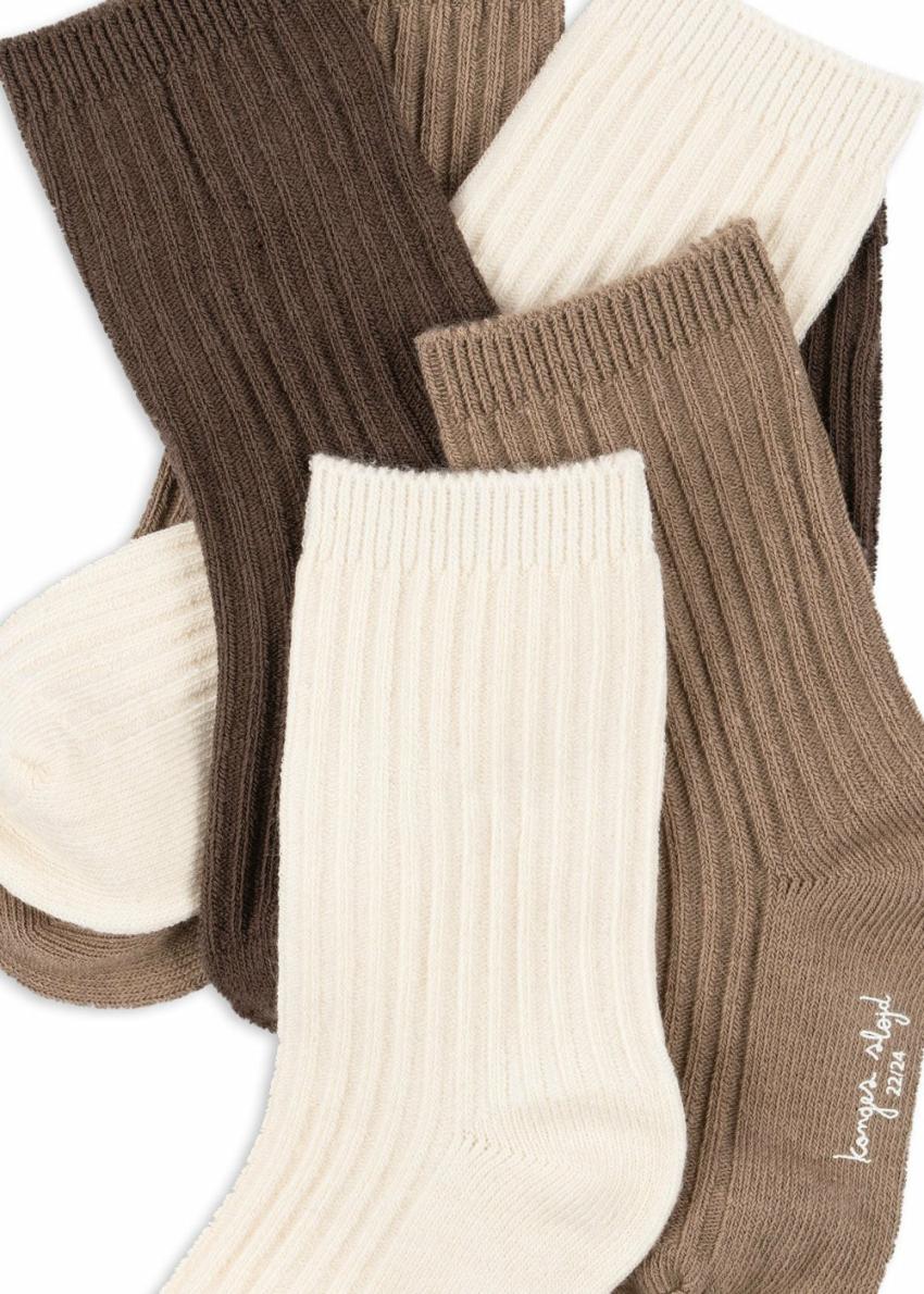Accessories | Kids Konges Sløjd 3 PACK RIB SOCKS Sand/hazel/shitake