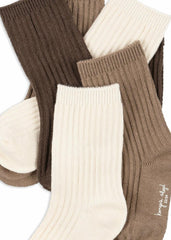 Accessories | Kids Konges Sløjd 3 PACK RIB SOCKS Sand/hazel/shitake