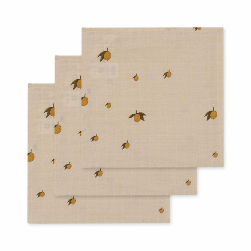 Changing &amp; Nursing | Kids Konges Sløjd 3 PACK MUSLIN CLOTH GOTS Lemon