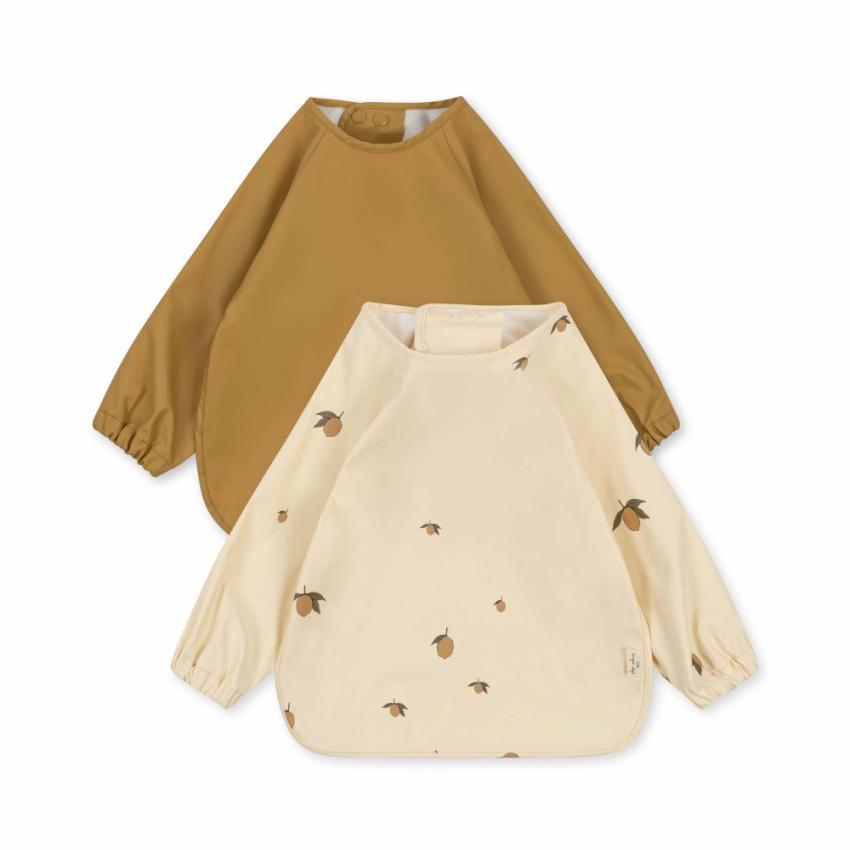 Dinner Time | Kids Konges Sløjd 2 PACK DINNER BIB WITH SLEEVES Lemon