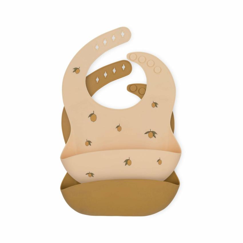 Dinner Time | Kids Konges Sløjd 2 PACK SILICONE BIB Lemon/almond