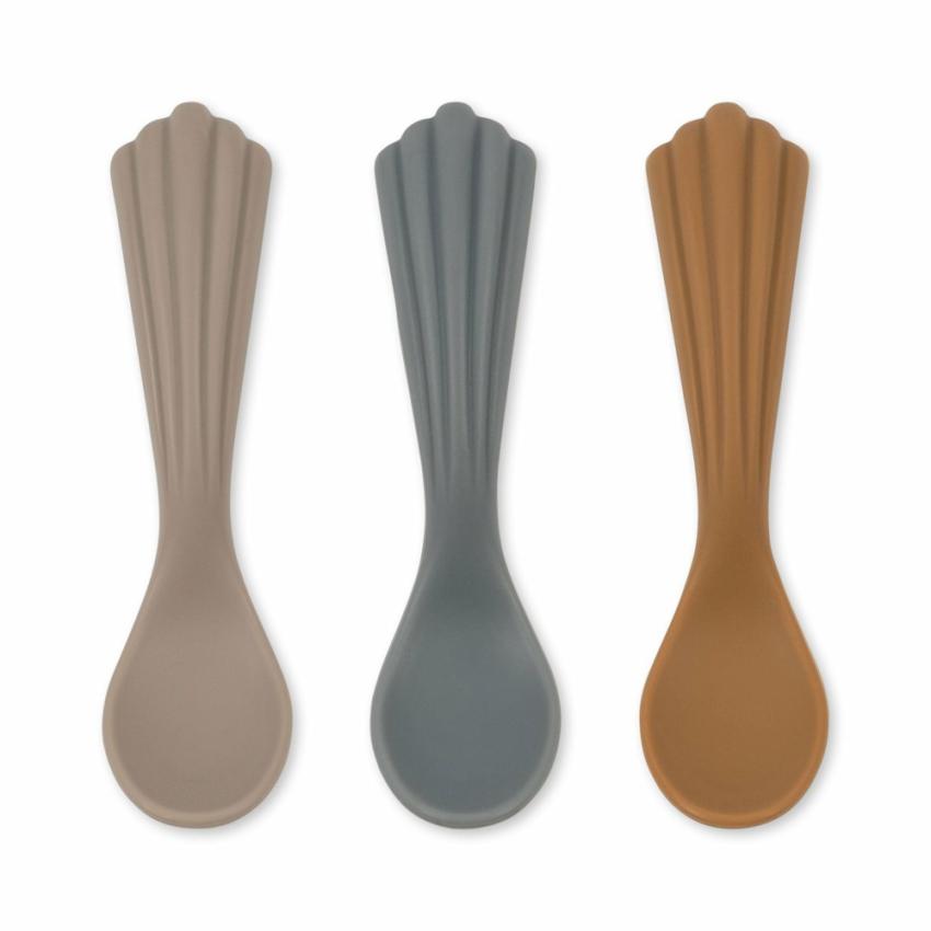 Dinner Time | Kids Konges Sløjd 3 PACK SHELL SPOON SILICONE Warm Grey