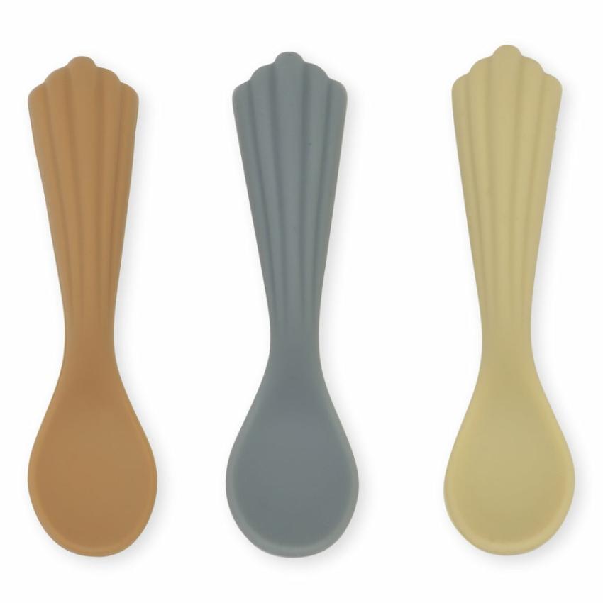 Dinner Time | Kids Konges Sløjd 3 PACK SHELL SPOON SILICONE Warm Grey