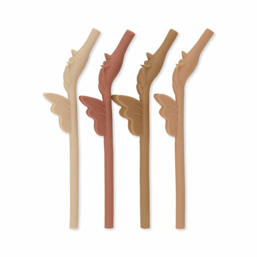 Dinner Time | Kids Konges Sløjd 4 PACK SILICONE STRAW UNICORN Rose Mix