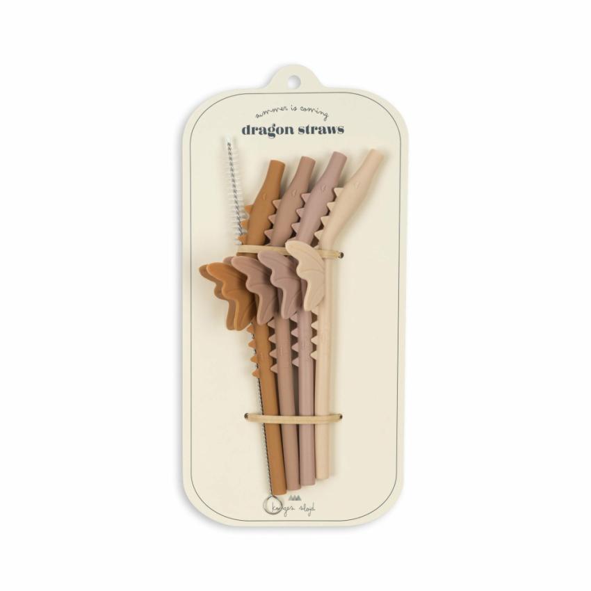 Dinner Time | Kids Konges Sløjd 4 PACK SILICONE STRAWS DRAGON Blush Mix