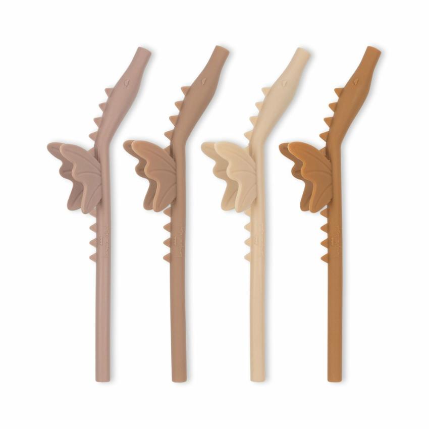 Dinner Time | Kids Konges Sløjd 4 PACK SILICONE STRAWS DRAGON Blush Mix