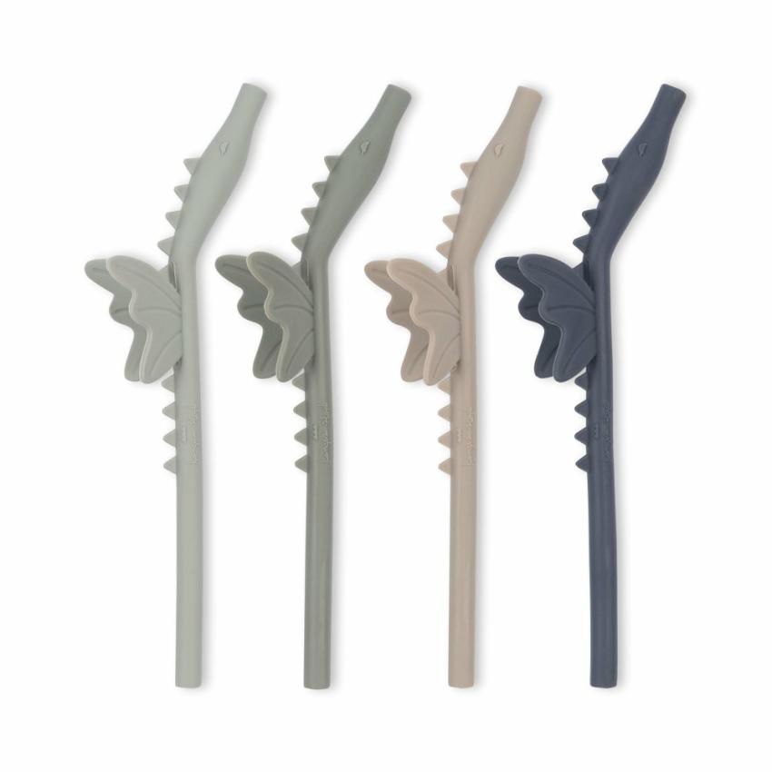 Dinner Time | Kids Konges Sløjd 4 PACK SILICONE STRAWS DRAGON Forest Mix