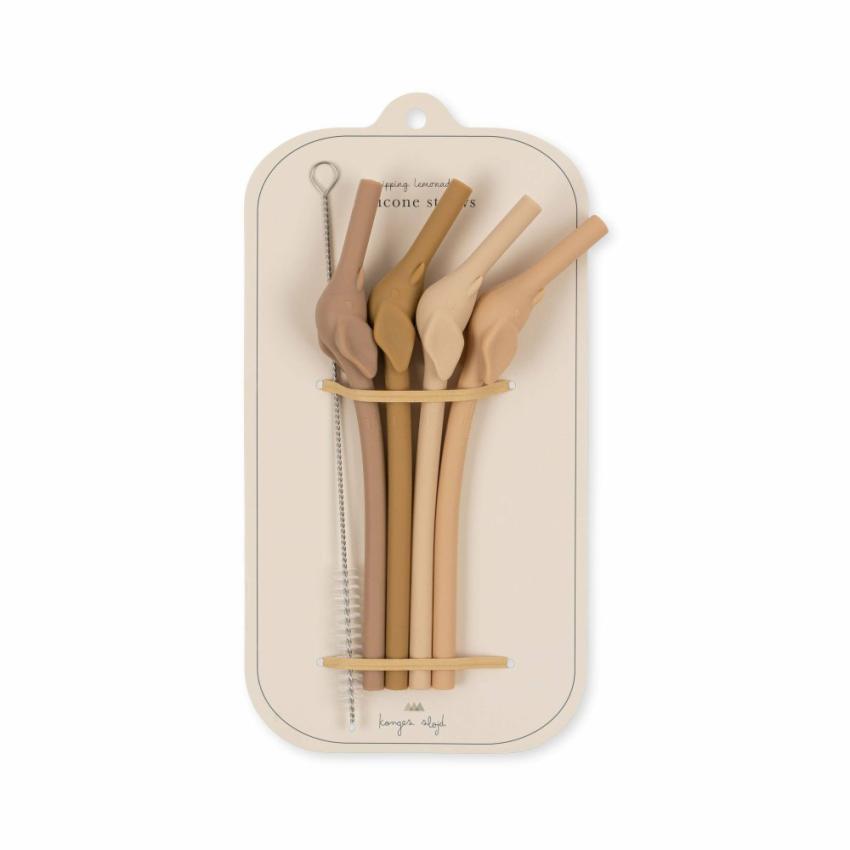 Dinner Time | Kids Konges Sløjd 4 PACK SILICONE STRAWS ELEPHANT Rosesand Mix