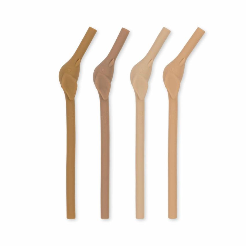 Dinner Time | Kids Konges Sløjd 4 PACK SILICONE STRAWS ELEPHANT Rosesand Mix
