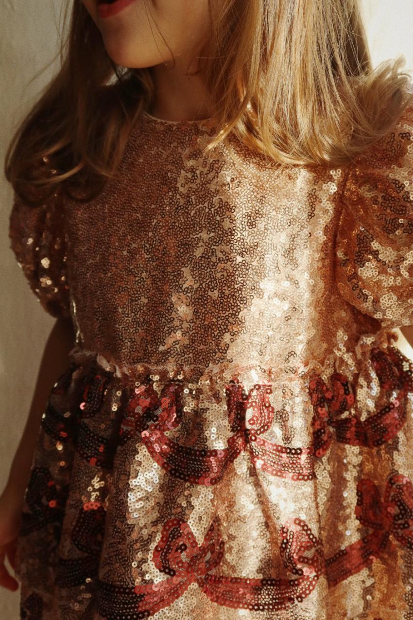 Dresses | Kids Konges Sløjd STARLA BOW WOW DRESS Gold Blush
