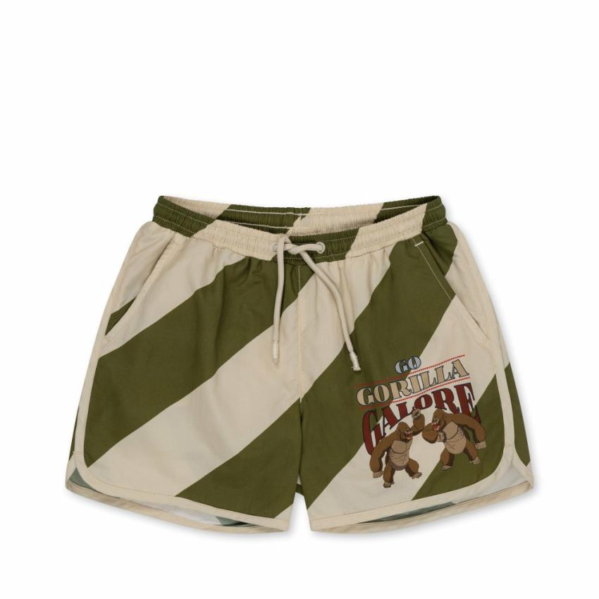 Swimwear | Kids Konges Sløjd ASNOU SWIM SHORTS Dark Olive/creamy White