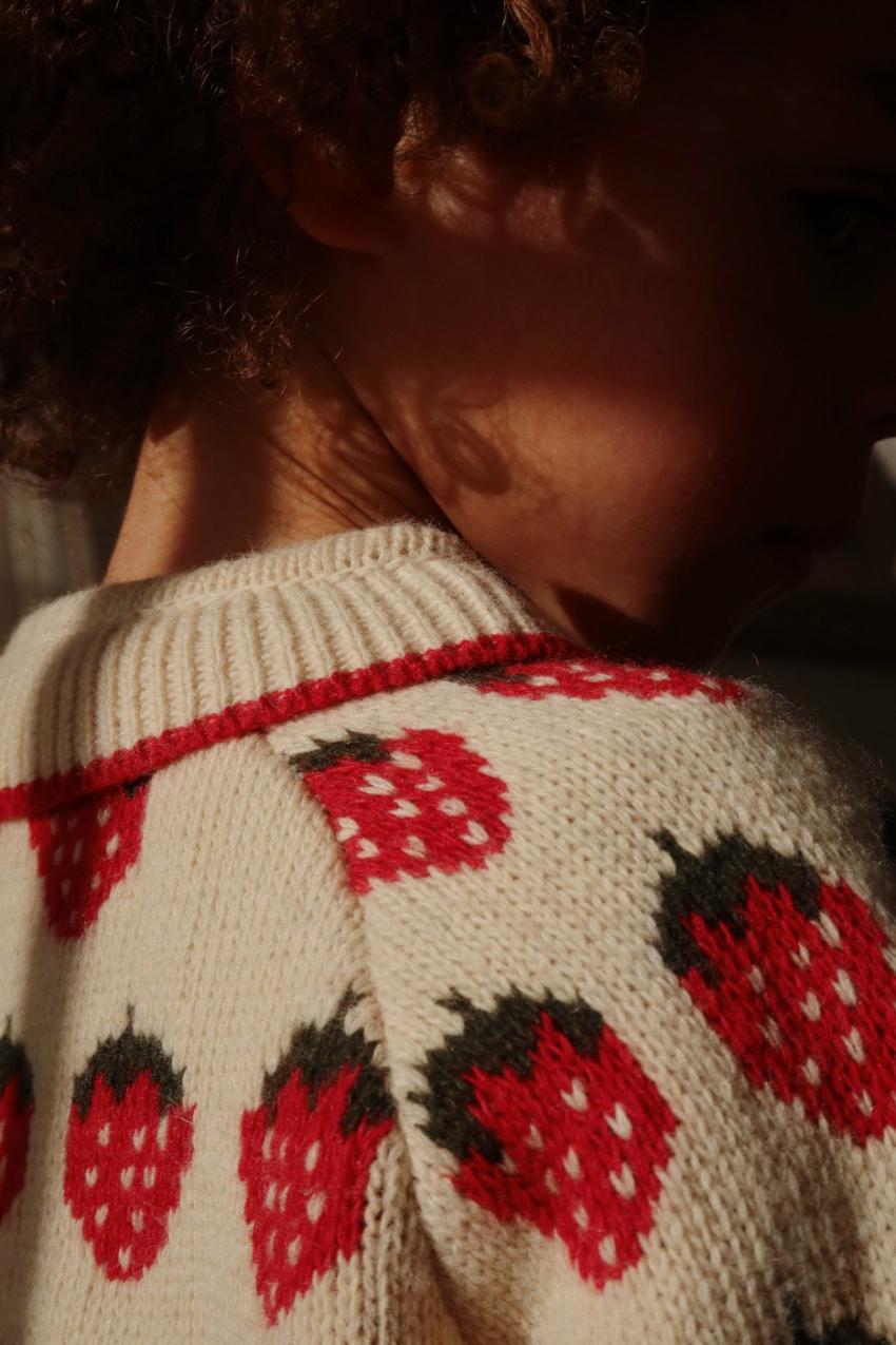 Tops | Kids Konges Sløjd BELOU KNIT COLLAR CARDIGAN Strawberry
