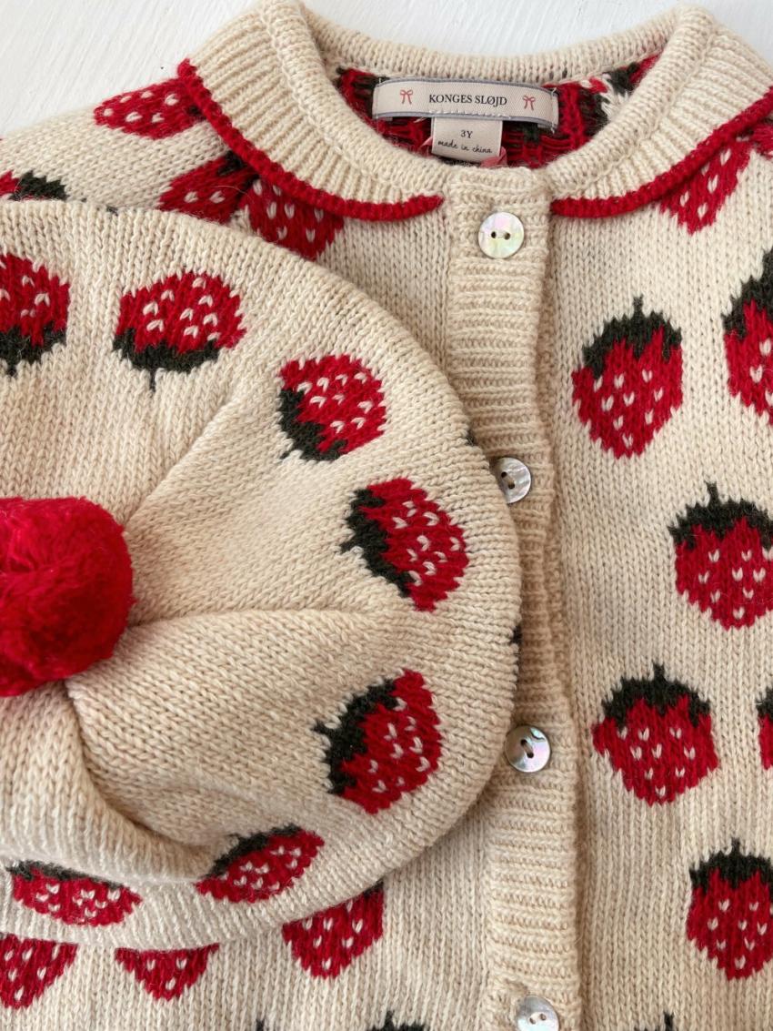 Tops | Kids Konges Sløjd BELOU KNIT COLLAR CARDIGAN Strawberry