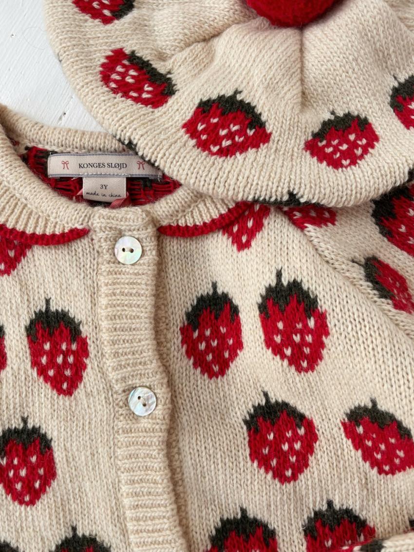 Tops | Kids Konges Sløjd BELOU KNIT COLLAR CARDIGAN Strawberry