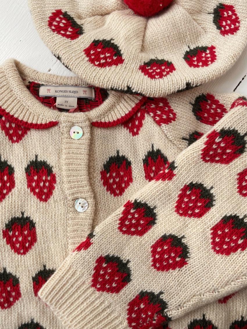 Tops | Kids Konges Sløjd BELOU KNIT COLLAR CARDIGAN Strawberry
