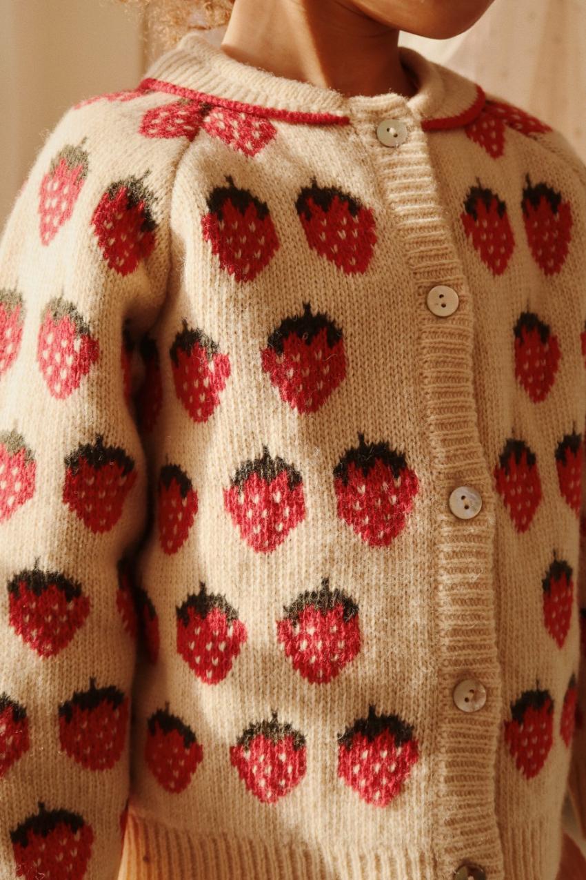 Tops | Kids Konges Sløjd BELOU KNIT COLLAR CARDIGAN Strawberry