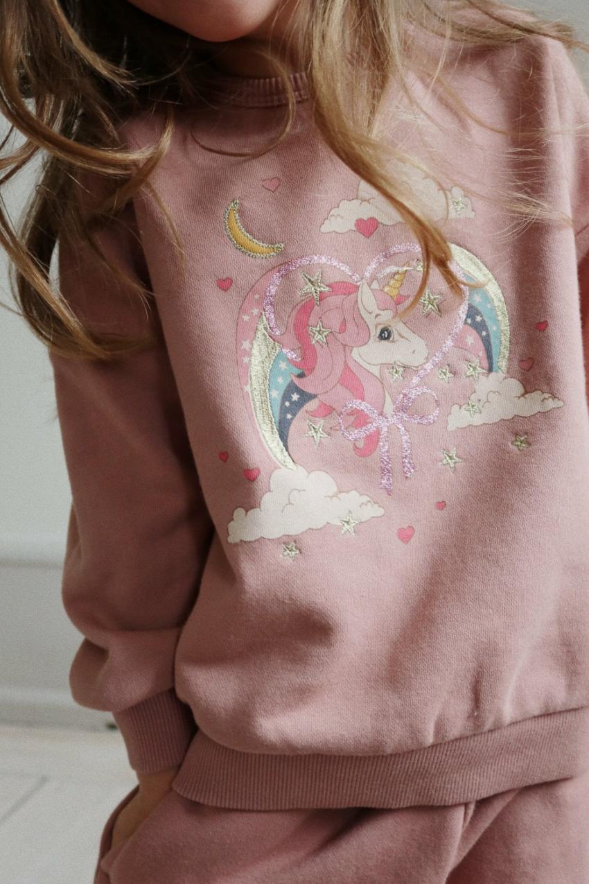 Tops | Kids Konges Sløjd LOU GLITTER SWEAT SHIRT OCS Mahogany Rose